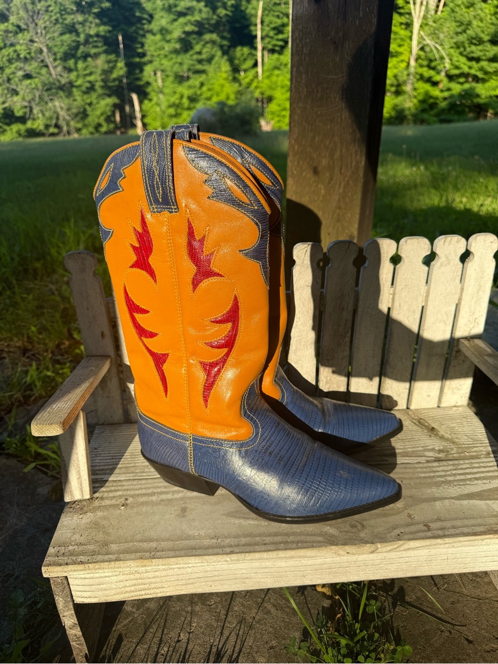 Vintage SABREE "Nancy" Western Tri-Color Leather Cowboy Boots